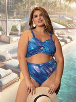 Biquini Plus Size Cintura Alta Praia E Piscina Em Malha Fria