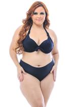 Biquini Plus Size Cintura Alta Preto Croco