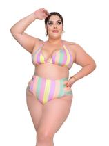 Biquíni Plus Size Cintura Alta Sem Bojo Verão 2025 Marquinha Biquíni Plus Size Cintura Alta Sem Bojo Verão 2025 Marquinha