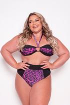 Biquíni Plus Size Estampa De Oncinha Com Argola Busto Biquíni Plus Size Estampa De Oncinha Com Argola Busto