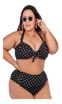 Biquini Plus Size Estampado Com Bojo Cintura Alta Laço Verao