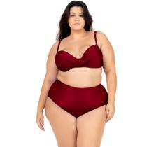 Biquini Plus Size Feminino Com Bojo Cintura Alta Laço Verao