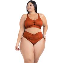 Biquini Plus Size Feminino Moda Praia Decote Em U Dourado