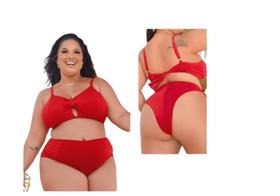 Biquini Plus Size Liso Com Bojo Cintura Alta Fio Duplo Verao Biquini Plus Size Liso Com Bojo Cintura Alta Fio Duplo Verao