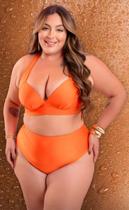 Biquíni plus size meia taça com bojo cintura alta hot pants