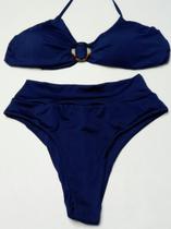 Biquini Plus size top c/ argola bojo removível cintura alta