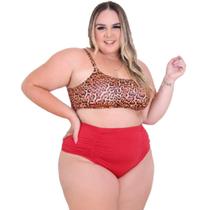 Biquíni plus size top com bojo alça regulável cintura alta