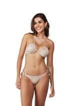 Biquini poá neon top faixa tanga com amarração