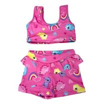 Biquíni Praia Top + Shorts Babadinho Forrado Menina Piscina