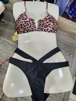 Biquíni Preto com busto de onçinha