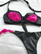 biquini preto com detalhes rosa tamanho m biquini preto com detalhes rosa tamanho m