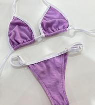 Biquíni Regulável Sem Bojo E Amarração Malha Canelada