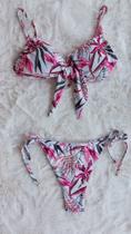 Biquíni Rosa com Branco Estampado TAM G Missunshine