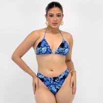Biquíni Sabrieli Cortininha Estampado com Bojo String Feminino