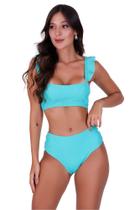 Biquini Sem Bojo Cintura Alta Hot Pant Texturizado - c14 DAIANA Biquini Sem Bojo Cintura Alta Hot Pant Texturizado - c14 DAIANA