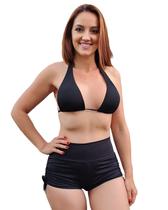 Biquíni Shorts Cintura Alta E Top Cortinão Com Bojo