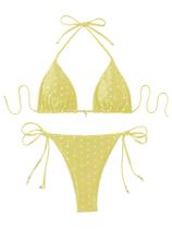 Biquíni SOLY HUX feminino com estampa de bolinhas, triângulo Biquíni SOLY HUX feminino com estampa de bolinhas, triângulo