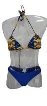 Biquini sutiã cortininha estapando e calcinha fio azul - em suplex ligth - tamanho p