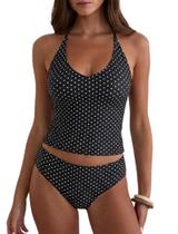 Biquíni Tankini ZAFUL Y2K Poá Preto M Biquíni Tankini ZAFUL Y2K Poá Preto M