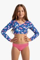 Biquíni teen cropped com proteção solar 50+ Estampa borboletinhas Biquíni teen cropped com proteção solar 50+ Estampa borboletinhas