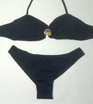 Biquíni top alças com argola frontal com bojo forro duplo