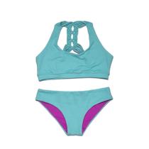 Biquini Top Atletico Macrame Verde Tiffany e roxo