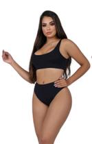Biquini Top Com Alças Cintura Alta Hot Pants Com Bojo