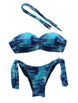 Biquíni top com bojo alças removíveis calcinha levanta bumbum de amarrar