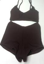 Biquíni top com bojo shorts cintura alta texturizado forrado Biquíni top com bojo shorts cintura alta texturizado forrado