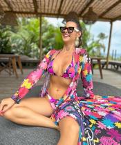 Biquíni Top Cortininha Floral dupla face