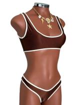 Biquini top cropped e calcinha asadelta bi-color Biquini top cropped e calcinha asadelta bi-color