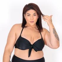 Biquíni Top de Praia Plus Size Meia Taça Laço Preto Biquíni Top de Praia Plus Size Meia Taça Laço Preto