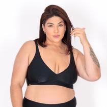 Biquíni Top de Praia Tradicional Plus Size Decote em V Preto