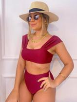 Biquíni Top faixa com alça+calçinha hot pant