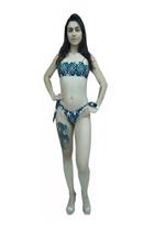 Biquíni Top Faixa Esfera Mandala Azul Proteção UV 50+