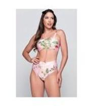 Biquini Top Faixa Estampado Cintura Alta Praia Verão Mood Modas Hot Pants 359 Rosa - TAM G