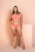 Biquini Top Frente Unica Coral Plus Size