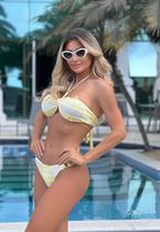 Biquini top off white / amarelo p