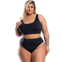 Biquíni Top regata plus size cintura alta em poliamida 46/52