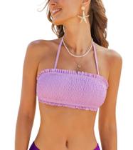 Biquíni Top Swimsuit Bandeau Back Lace com alças removíveis Biquíni Top Swimsuit Bandeau Back Lace com alças removíveis