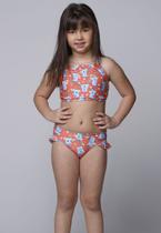 Biquíni Vekyo Cropped Lavinia Infantil Estampado Amarração