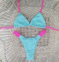 Biquíni Verde Água com detalhes Rosa Biquíni Verde Água com detalhes Rosa