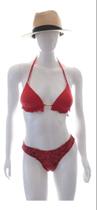 Biquíni Vermelho Calcinha Dupla Face Empina Bumbum Kit 3 Peças