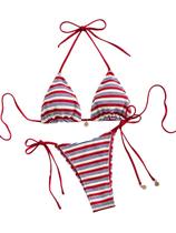 Biquíni ZAFUL, 2 peças, malha triangular, corda, halter, roupa de praia Biquíni ZAFUL, 2 peças, malha triangular, corda, halter, roupa de praia