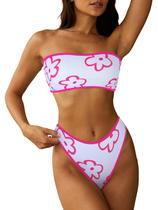 Biquíni ZAFUL feminino sem alças Wave Bandeau de 2 peças Biquíni ZAFUL feminino sem alças Wave Bandeau de 2 peças
