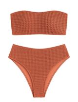 Biquíni ZAFUL feminino texturizado sem alças, cor sólida