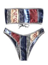 Biquíni ZAFUL, roupa de banho feminina sem alças com nervuras e corte alto