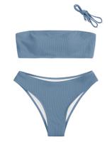 Biquíni ZAFUL, roupa de banho feminina sem alças com nervuras e corte alto