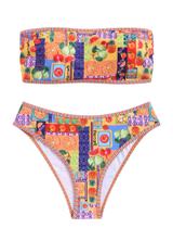 Biquíni ZAFUL, roupa de banho feminina sem alças com nervuras e corte alto