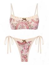 Biquíni ZAFUL Swimsuit 2026 com padrão floral vintage para mulheres Biquíni ZAFUL Swimsuit 2026 com padrão floral vintage para mulheres